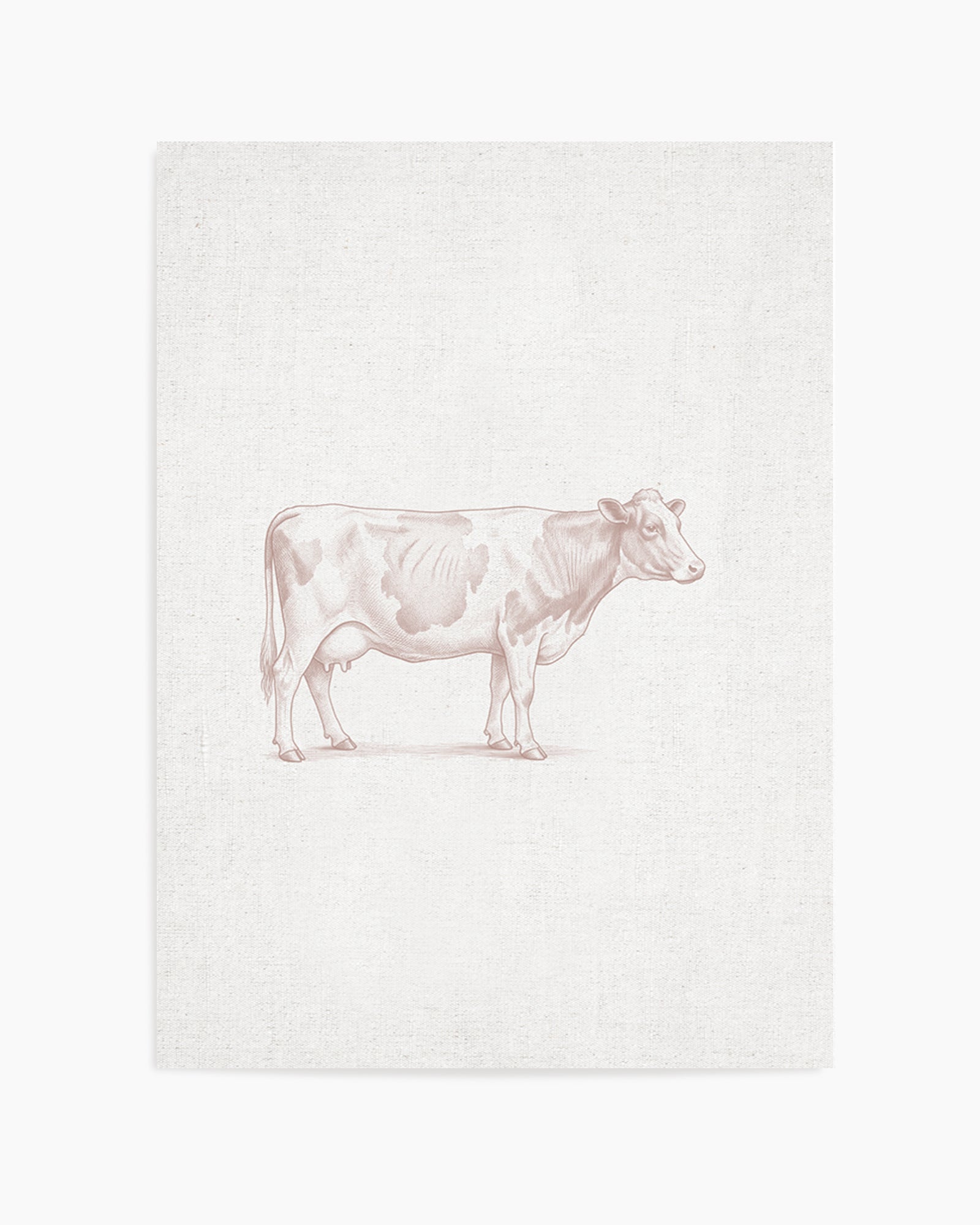 Vintage Cow Farm Animal on Linen | Art Print