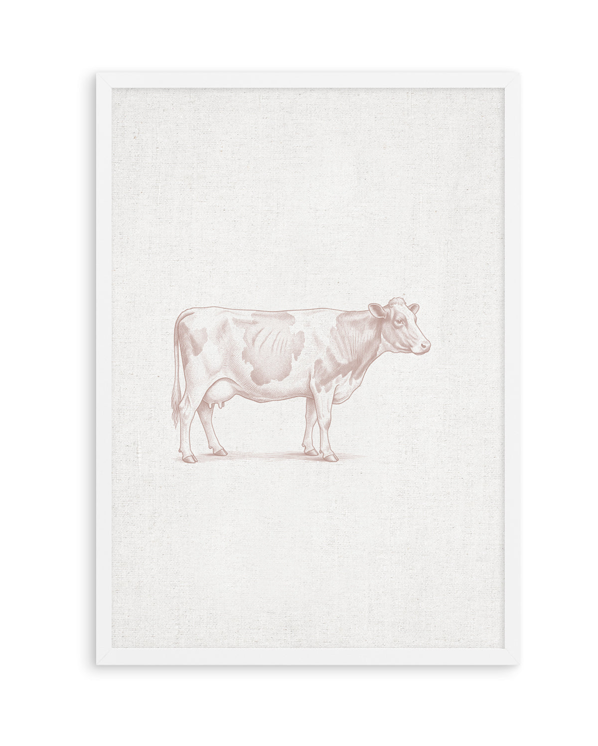 Vintage Cow Farm Animal on Linen | Art Print
