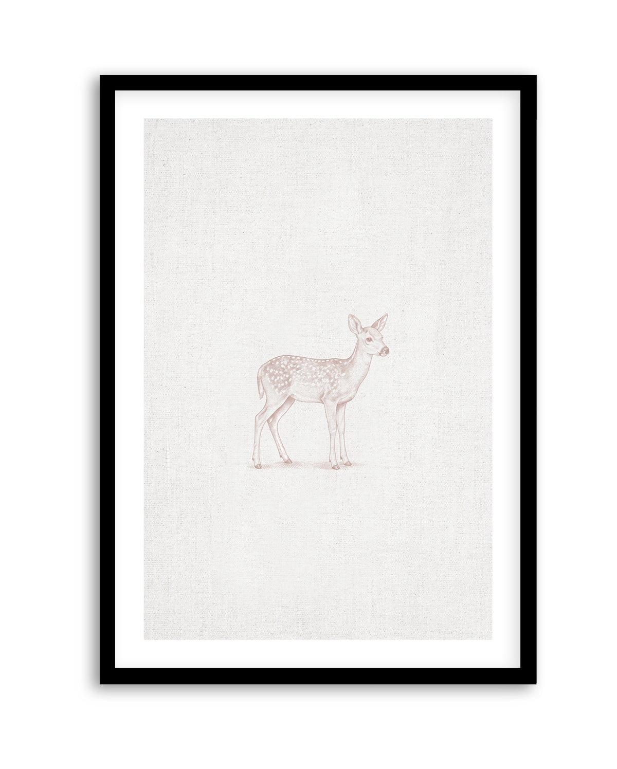 Vintage Deer Farm Animals on Linen | Art Print