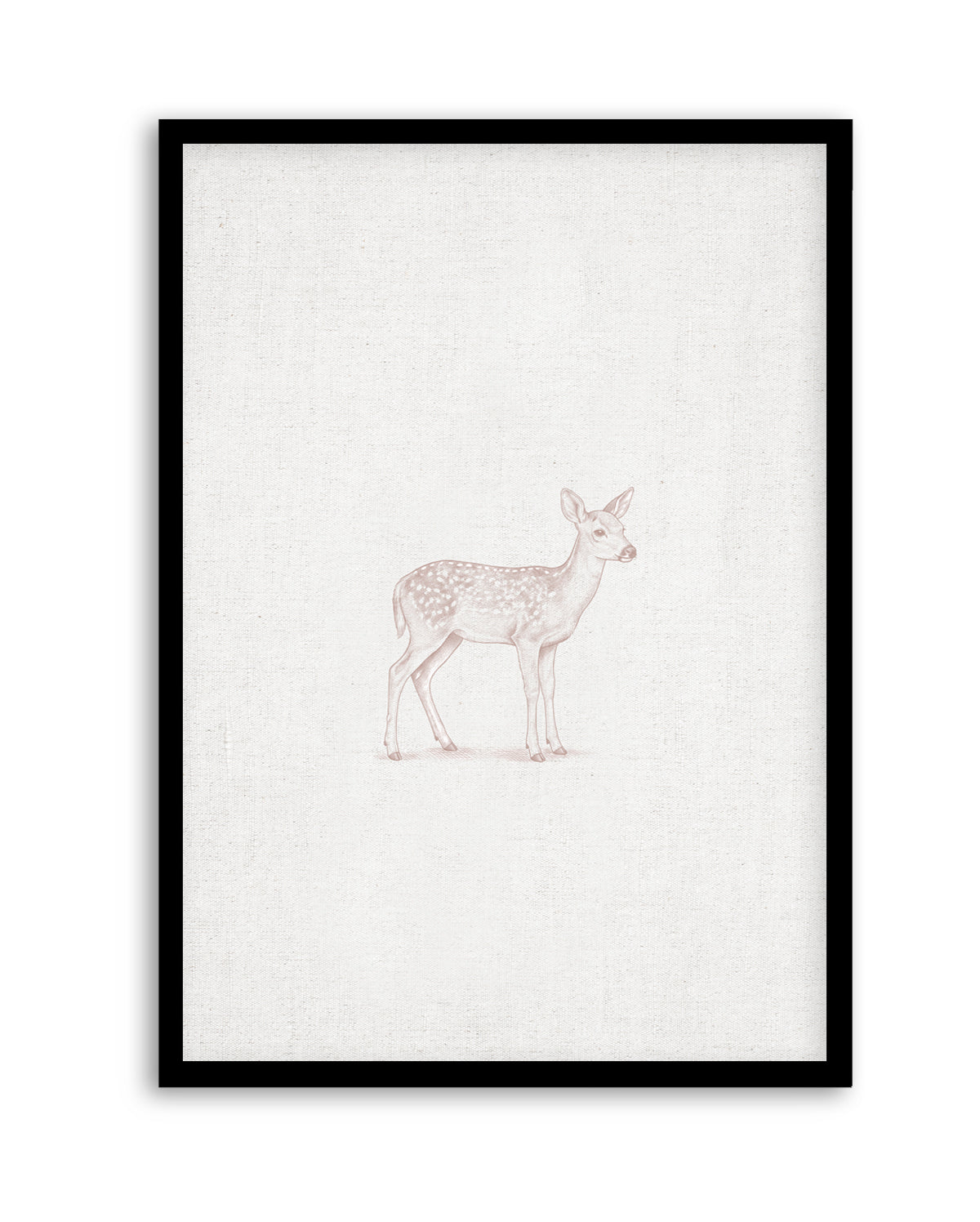 Vintage Deer Farm Animals on Linen | Art Print