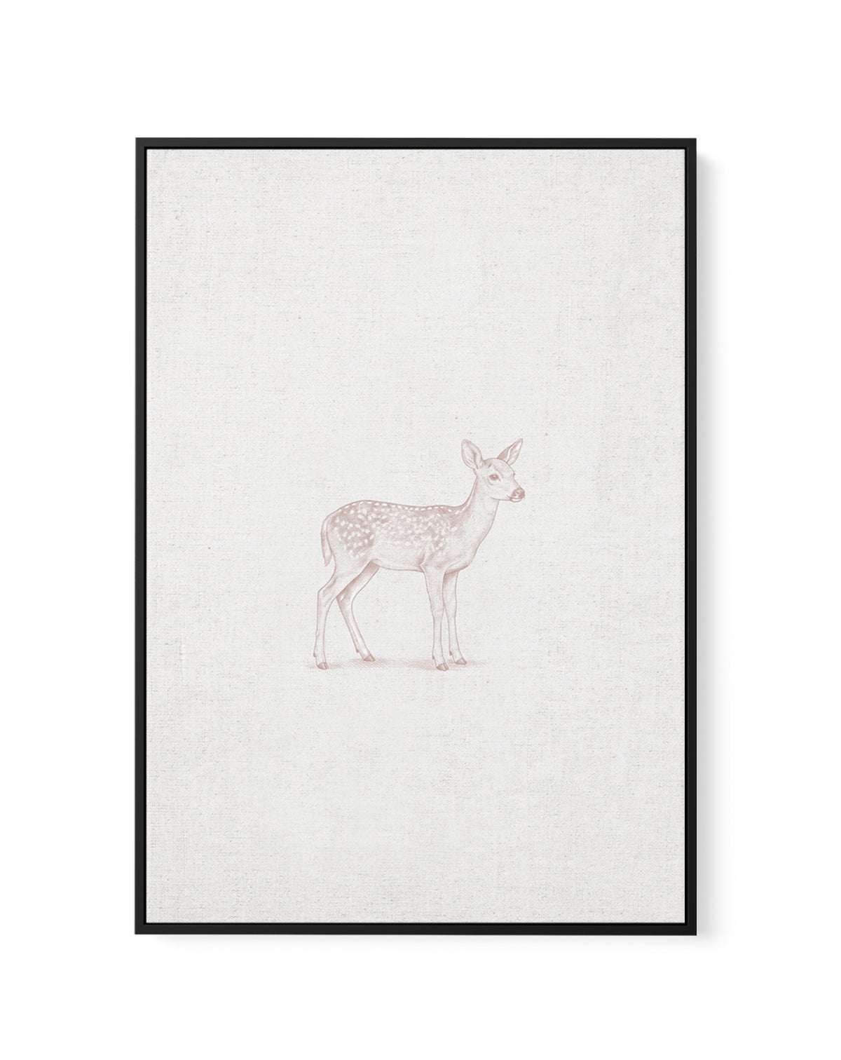 Vintage Deer Farm Animals on Linen | Framed Canvas Art Print
