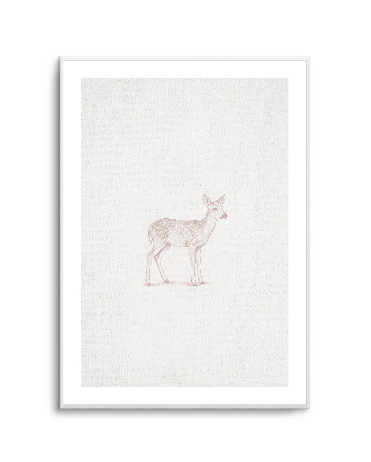 Vintage Deer Farm Animals on Linen | Art Print