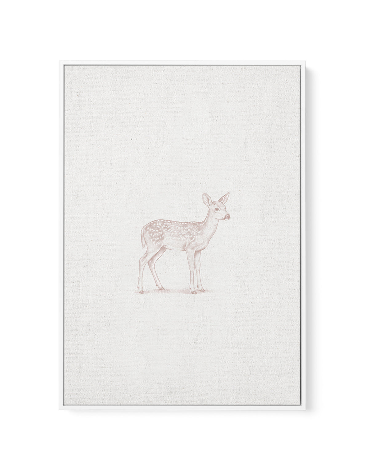 Vintage Deer Farm Animals on Linen | Framed Canvas Art Print