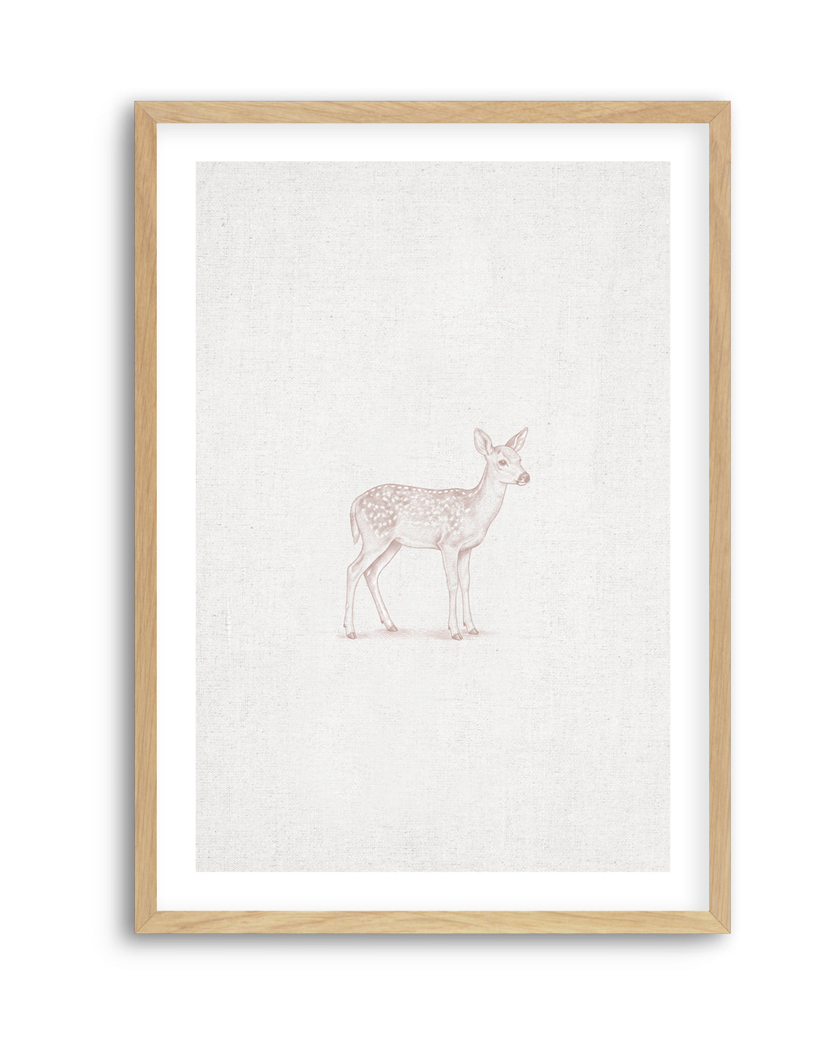 Vintage Deer Farm Animals on Linen | Art Print