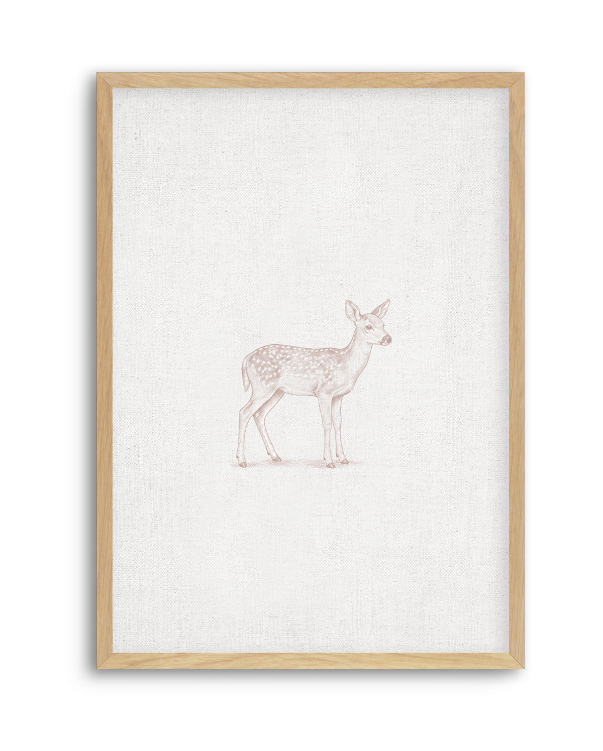 Vintage Deer Farm Animals on Linen | Art Print