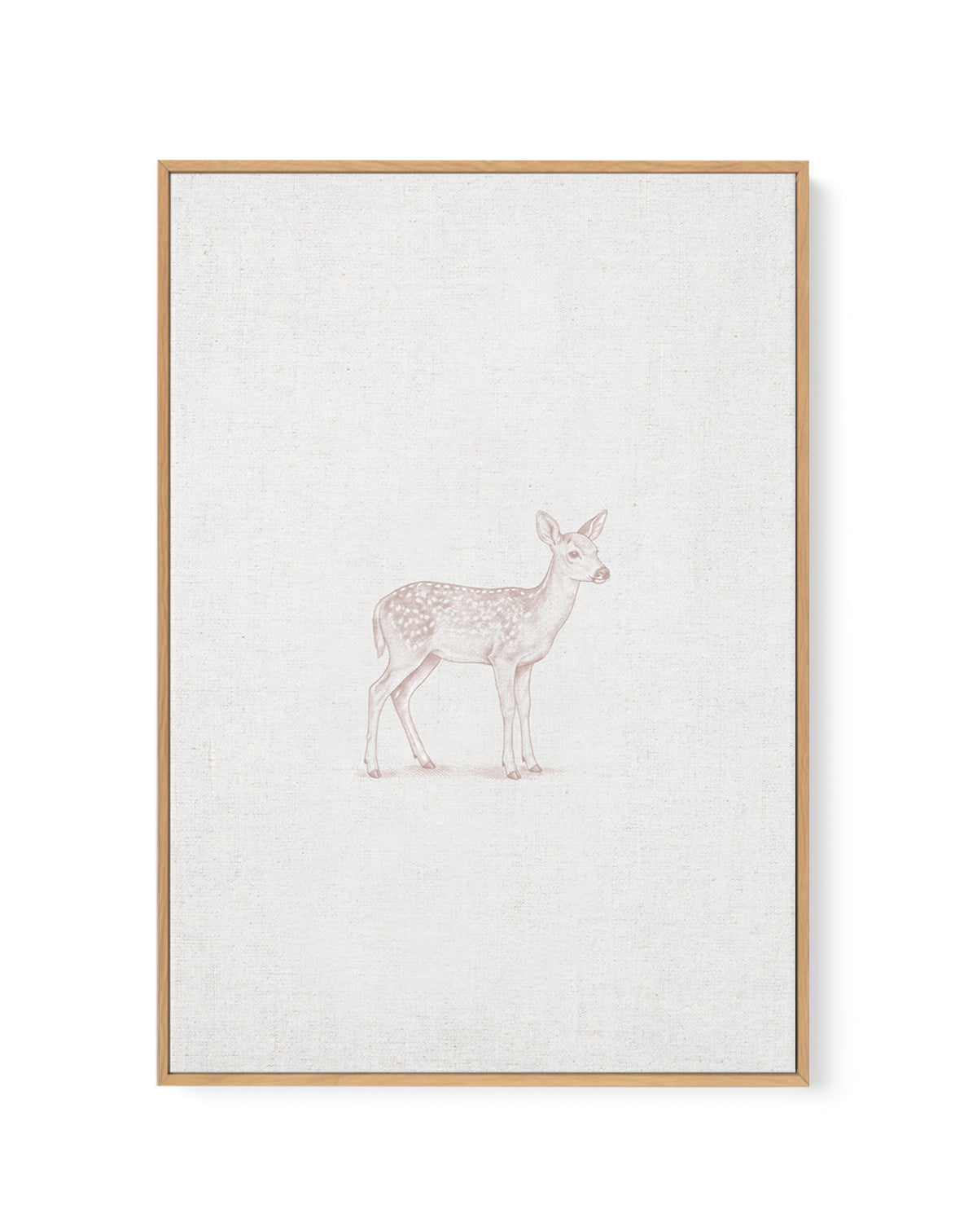 Vintage Deer Farm Animals on Linen | Framed Canvas Art Print