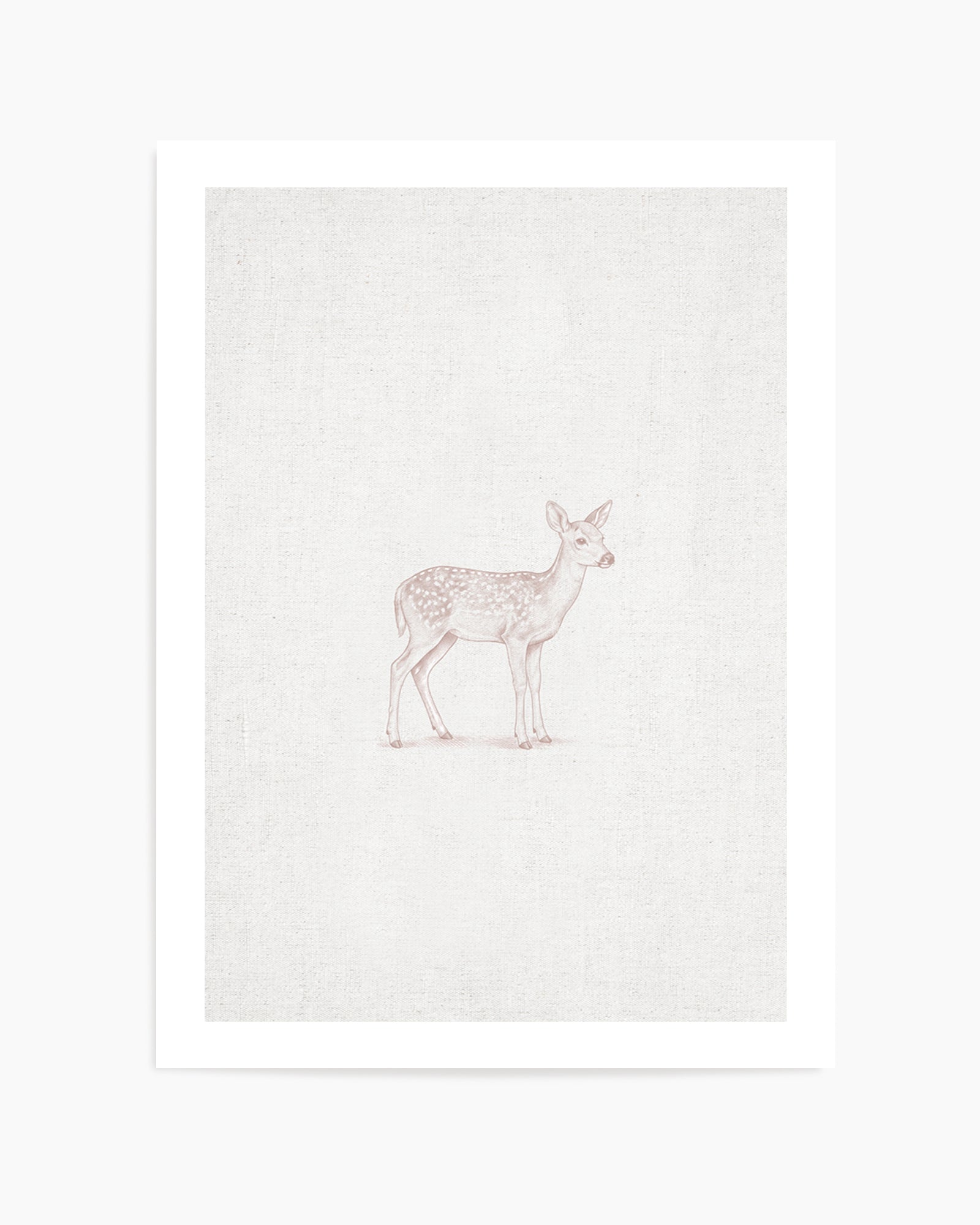 Vintage Deer Farm Animals on Linen | Art Print