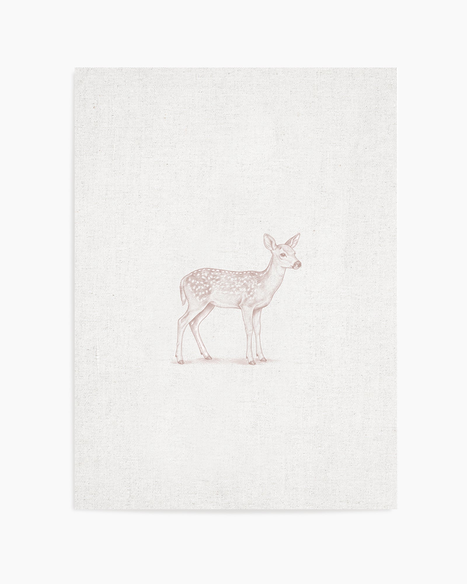 Vintage Deer Farm Animals on Linen | Art Print