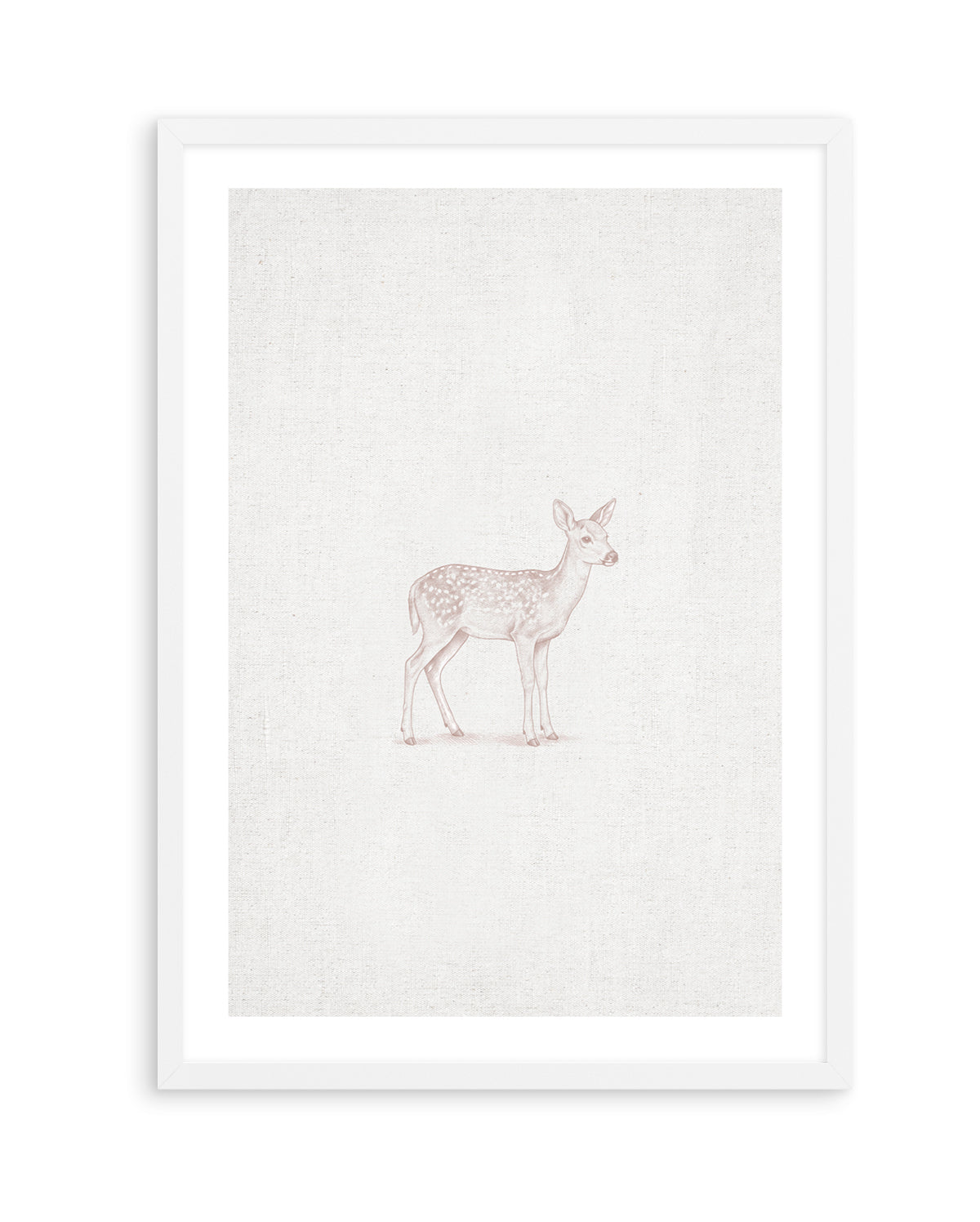 Vintage Deer Farm Animals on Linen | Art Print