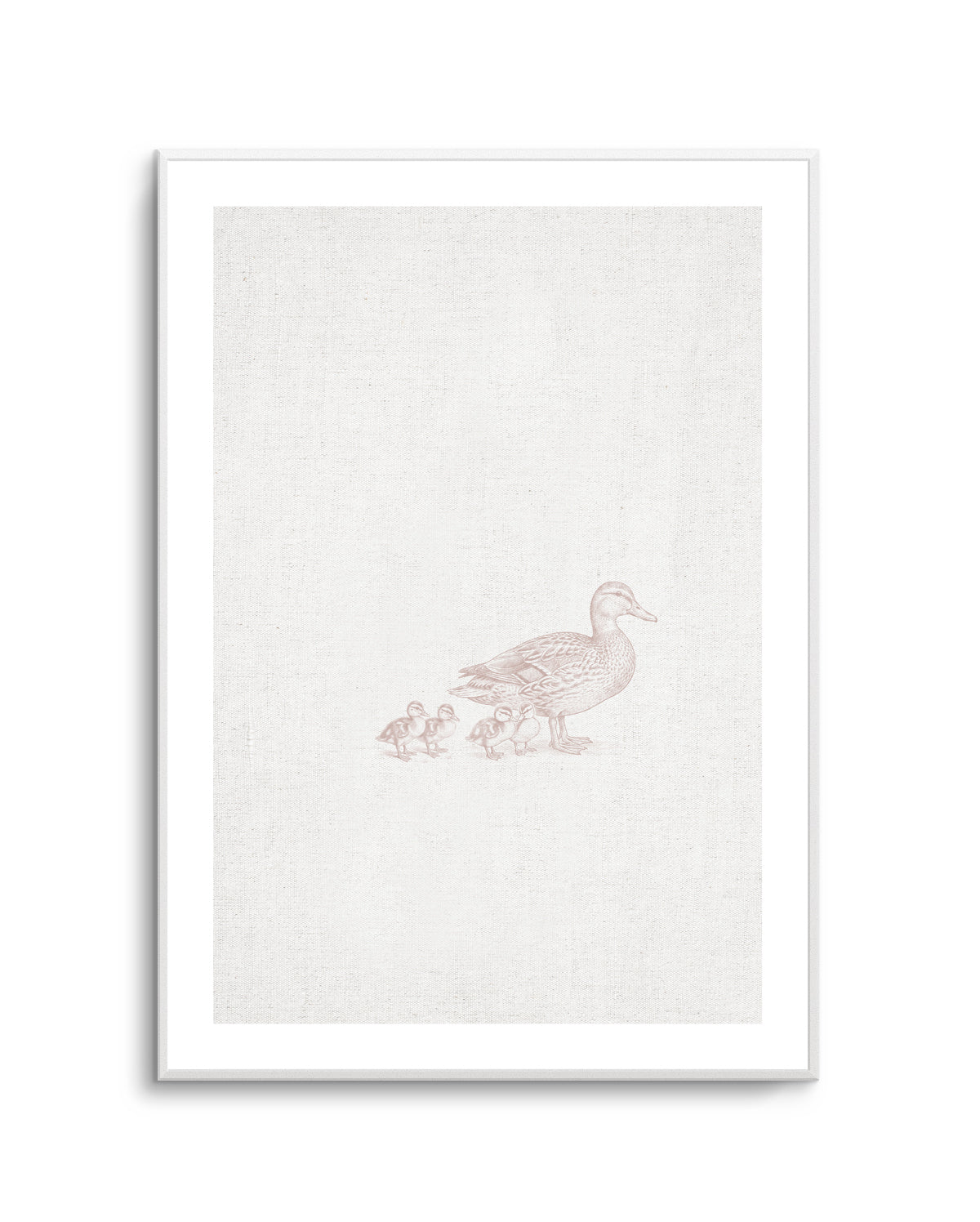 Vintage Ducks Farm Animals on Linen | Art Print