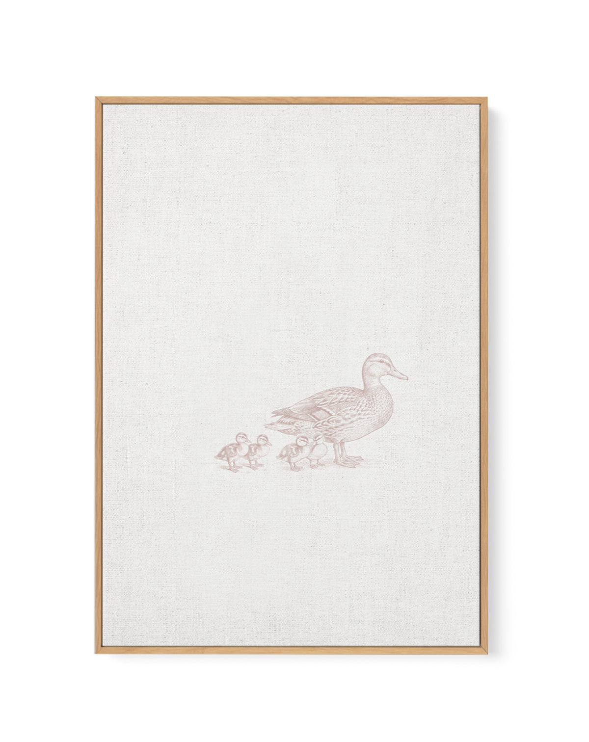 Vintage Ducks Farm Animals on Linen | Framed Canvas Art Print