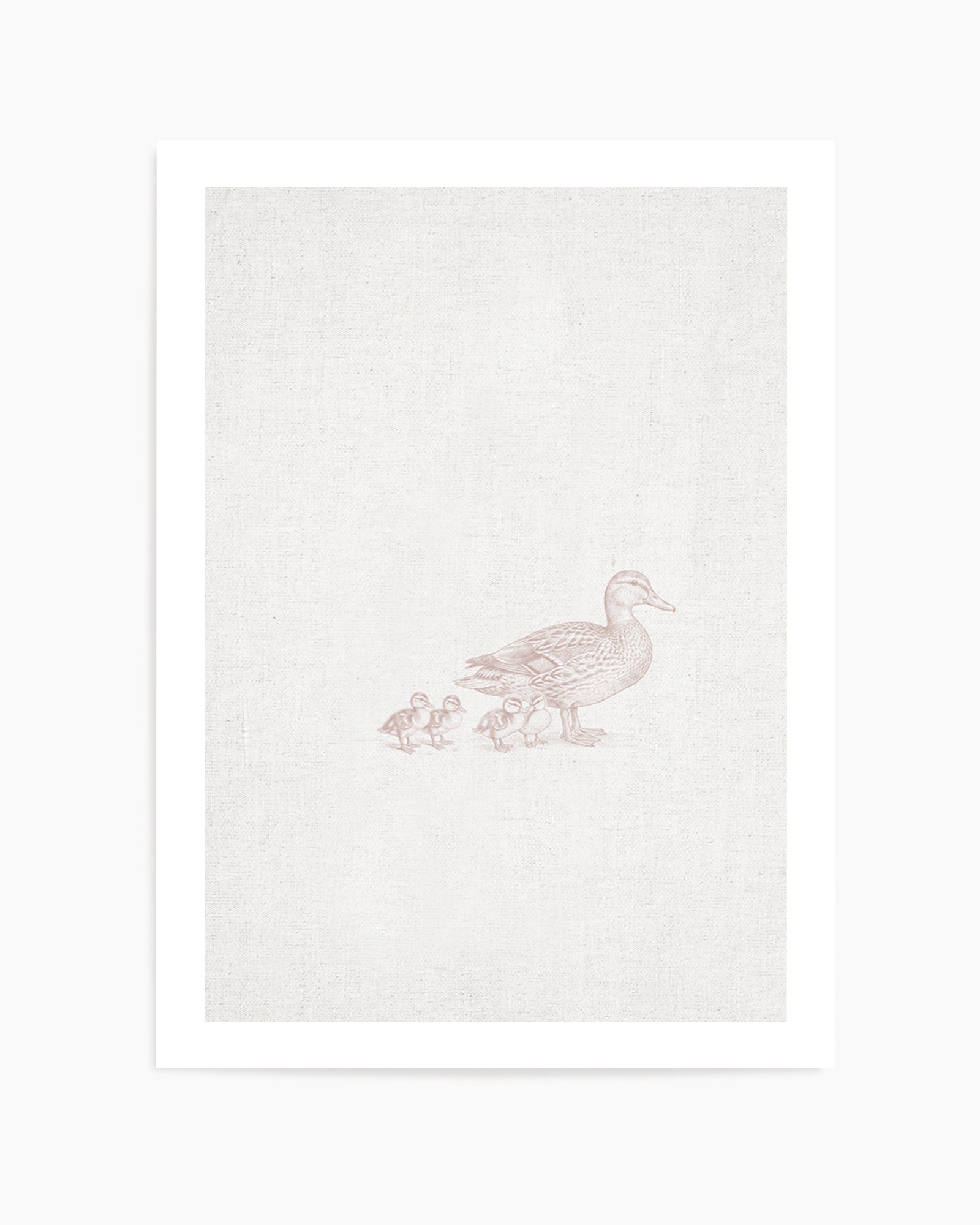 Vintage Ducks Farm Animals on Linen | Art Print