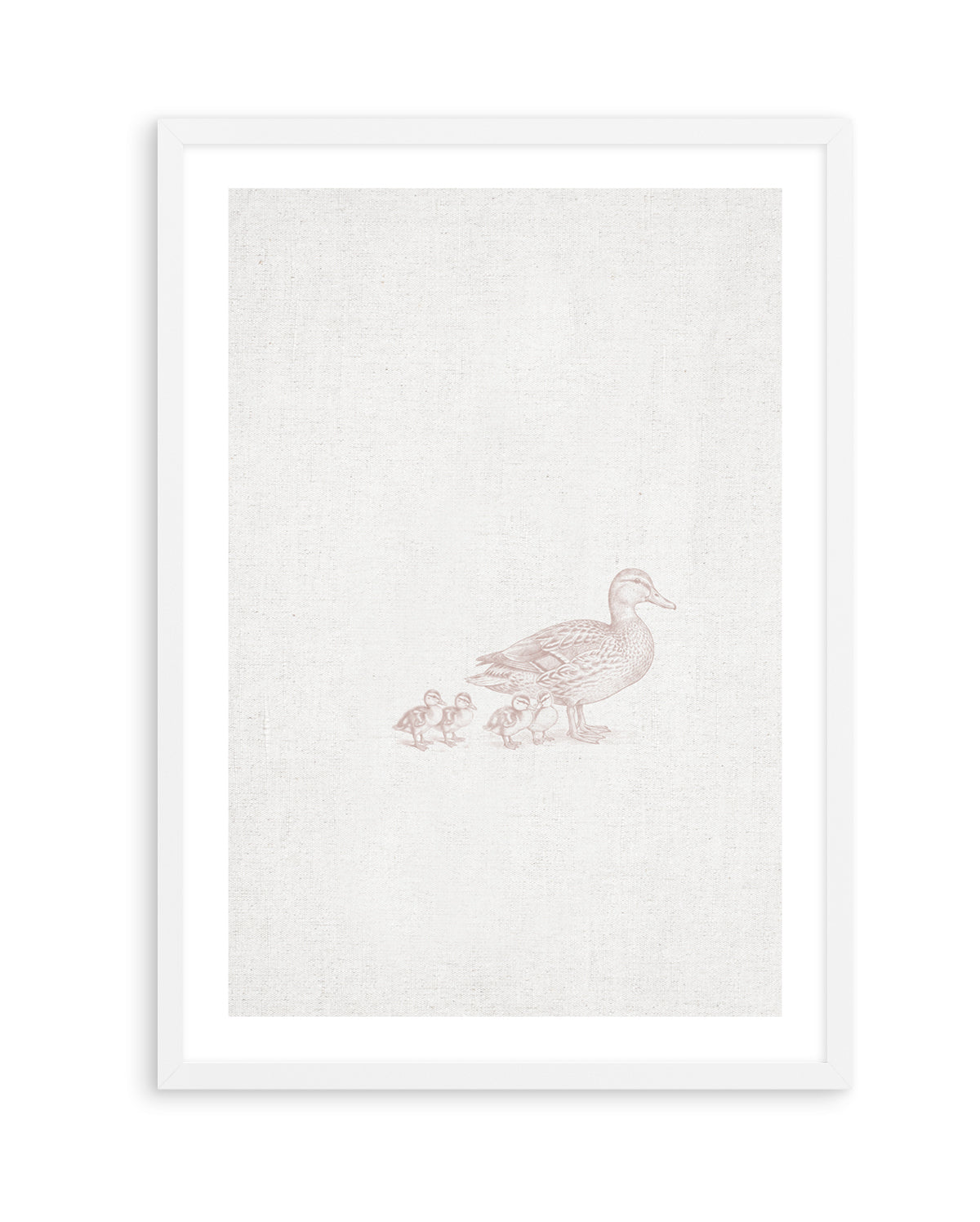 Vintage Ducks Farm Animals on Linen | Art Print