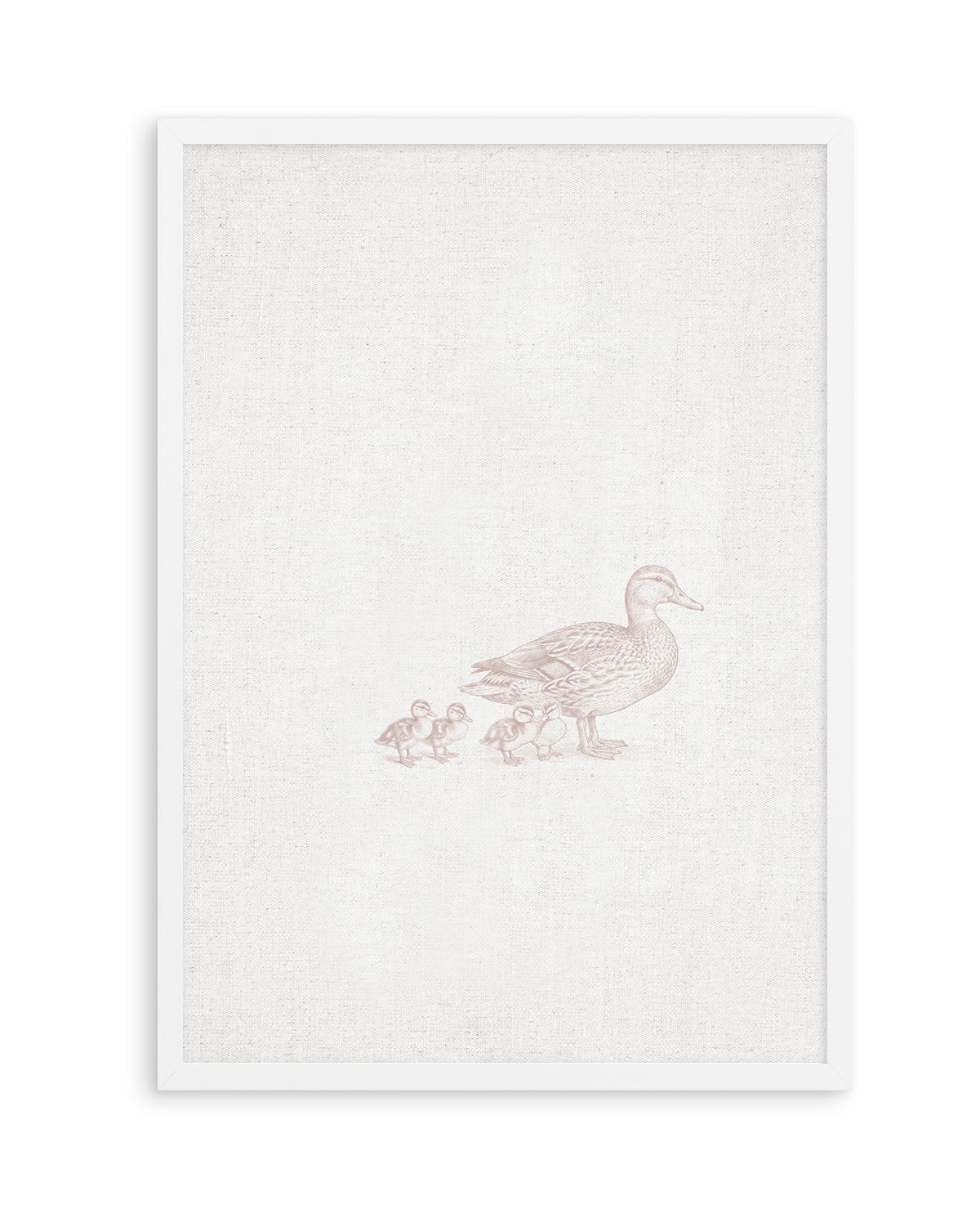 Vintage Ducks Farm Animals on Linen | Art Print