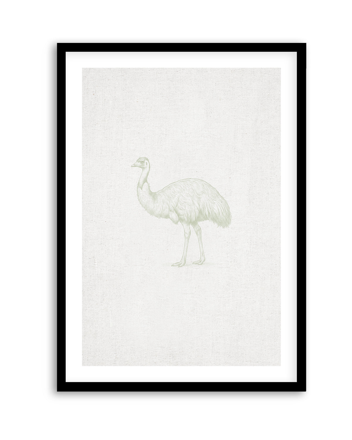 Vintage Emu Australian Animals on Linen | Art Print