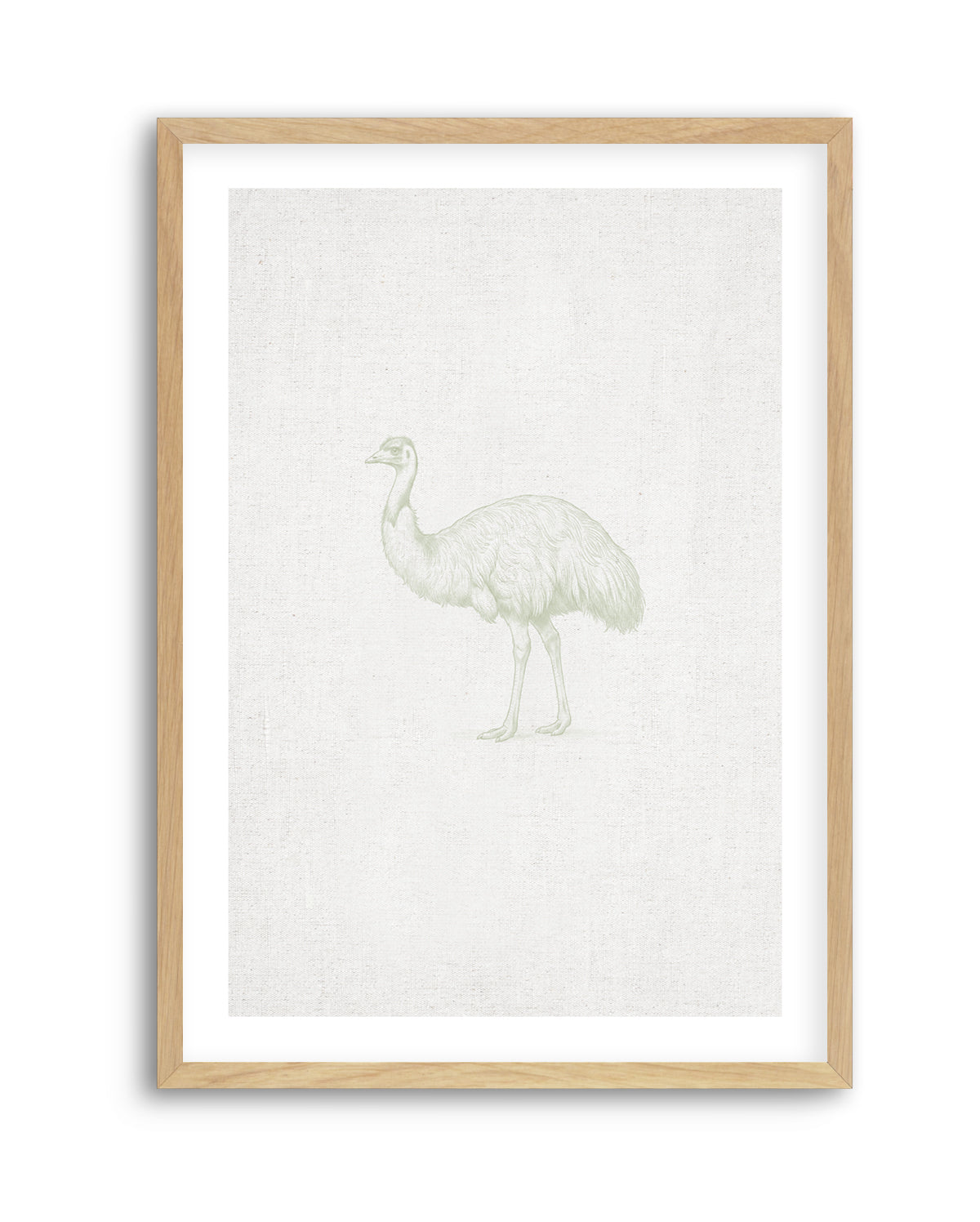Vintage Emu Australian Animals on Linen | Art Print