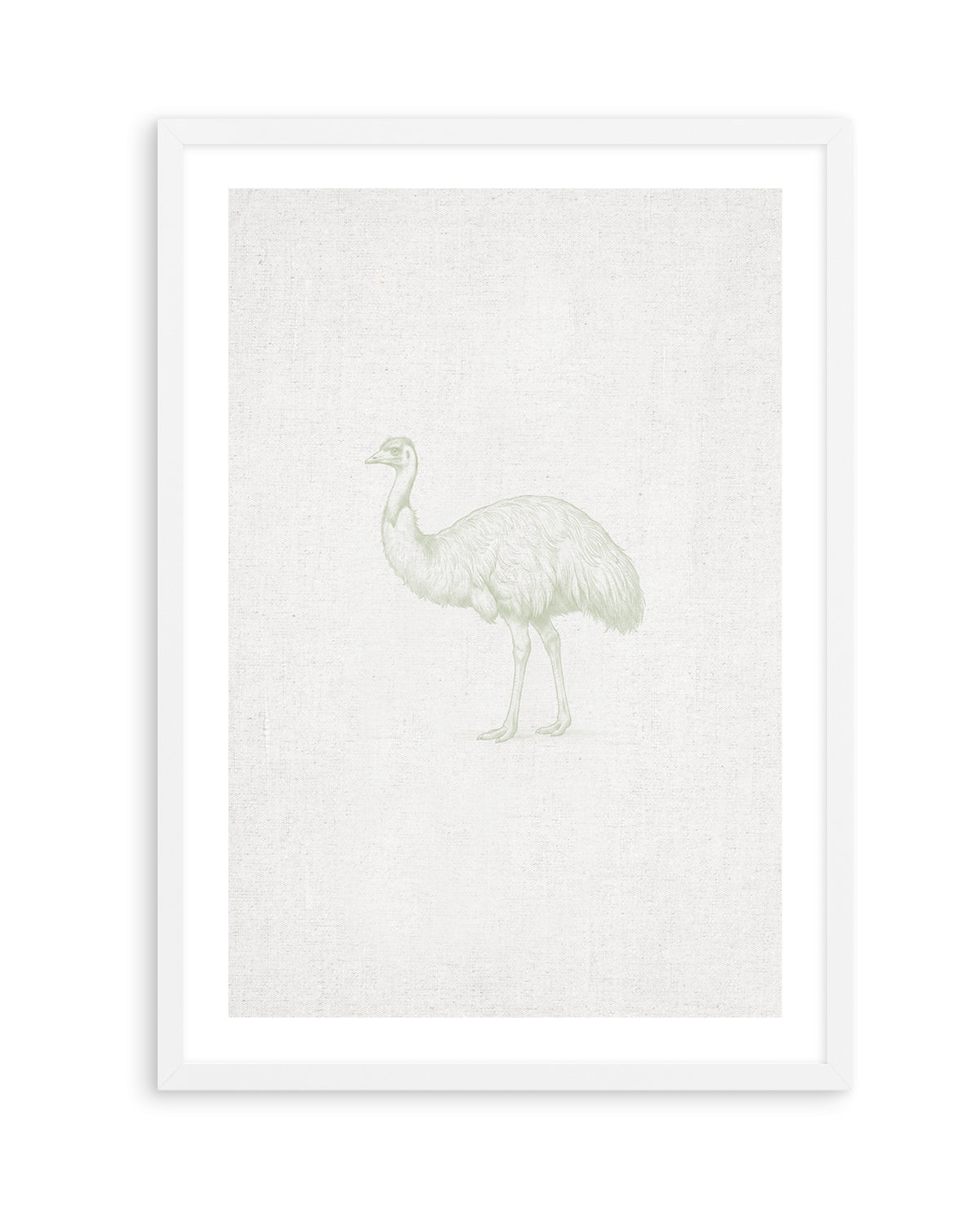 Vintage Emu Australian Animals on Linen | Art Print