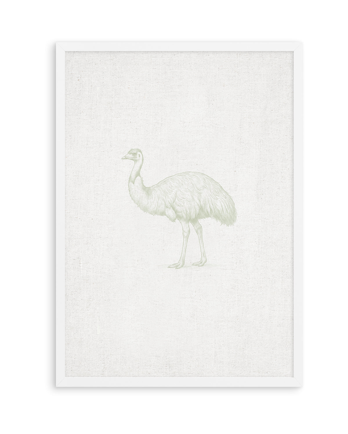 Vintage Emu Australian Animals on Linen | Art Print