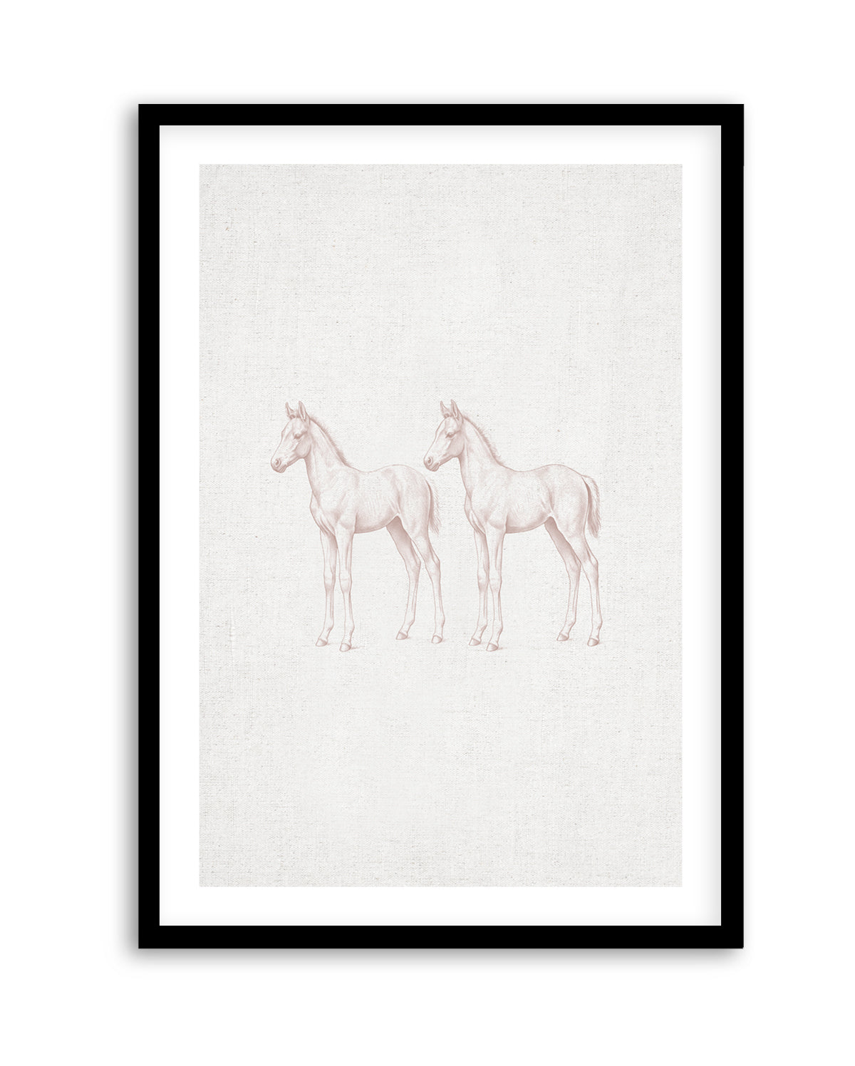 Vintage Foal Farm Animals on Linen | Art Print
