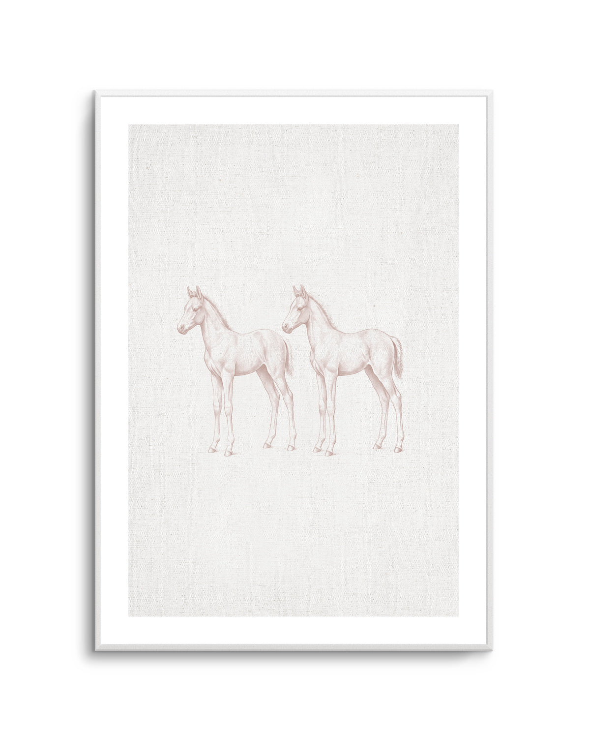 Vintage Foal Farm Animals on Linen | Art Print