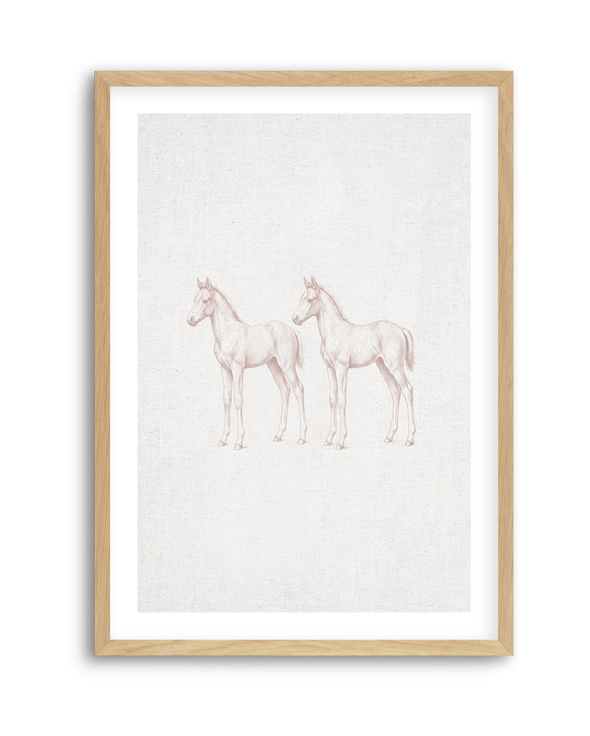 Vintage Foal Farm Animals on Linen | Art Print