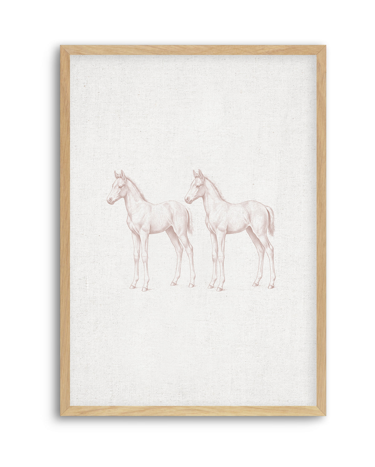 Vintage Foal Farm Animals on Linen | Art Print