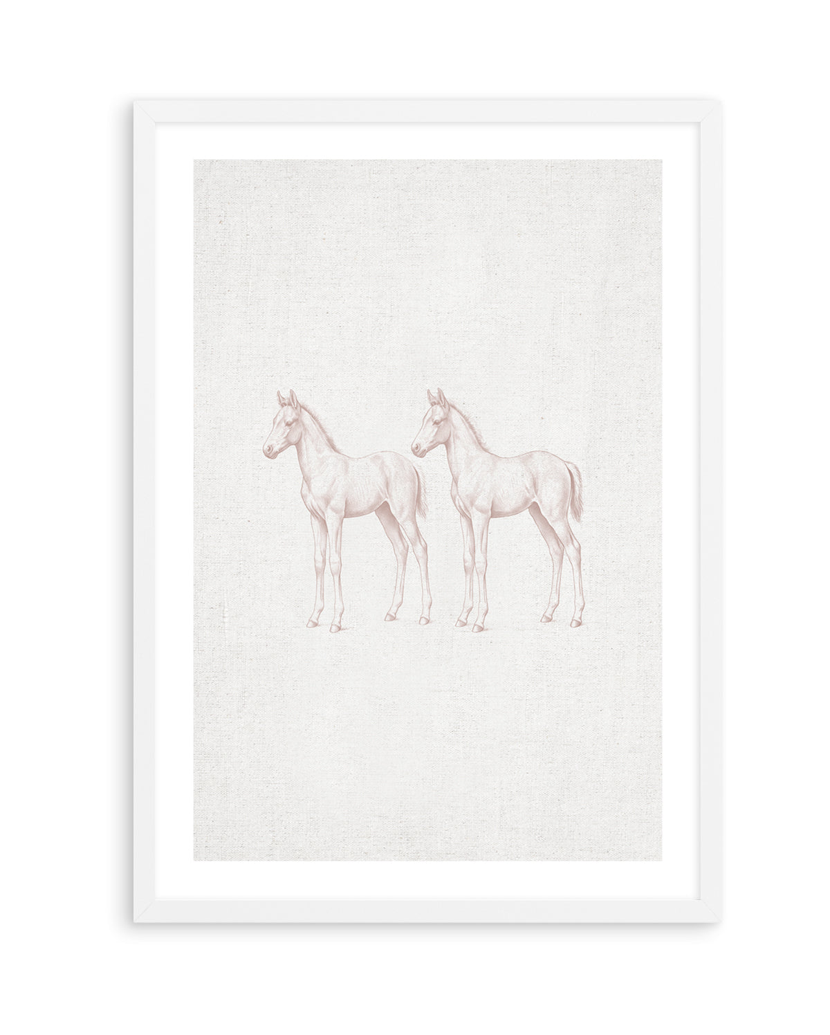 Vintage Foal Farm Animals on Linen | Art Print