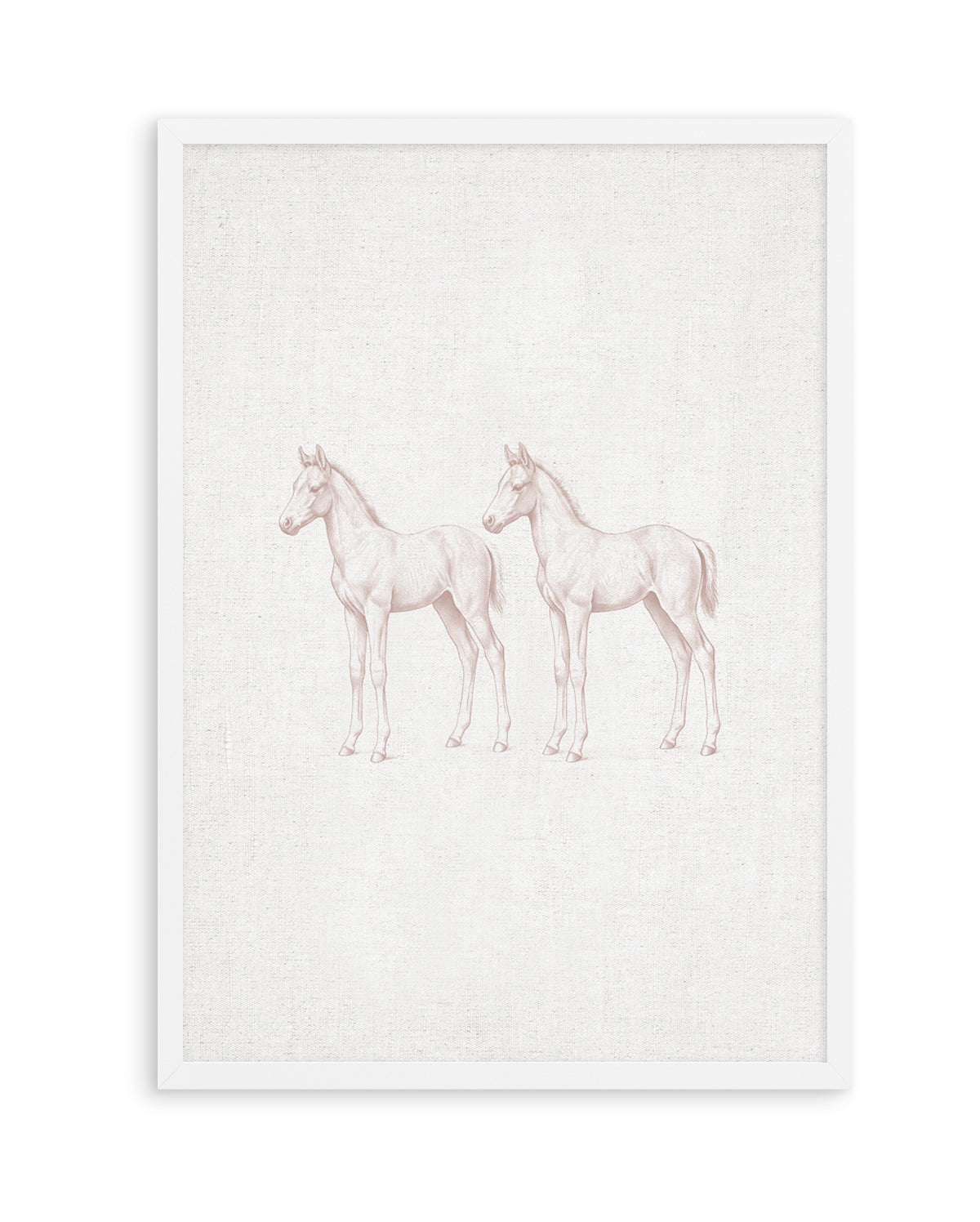 Vintage Foal Farm Animals on Linen | Art Print