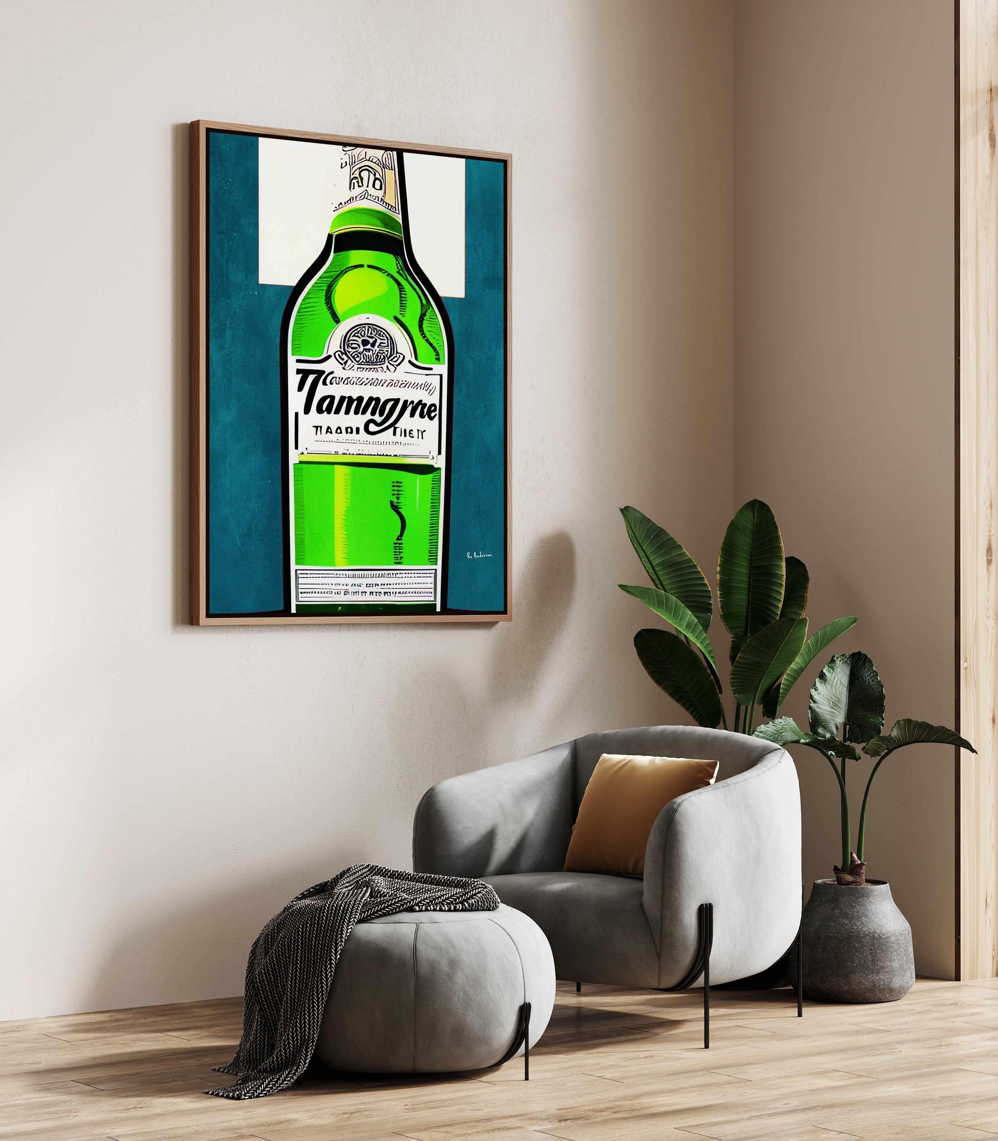 Vintage Gin a Some Tonic By Bo Anderson | Framed Canvas Art Print from Olive et Oriel where you can shop wallpaper and artworks online