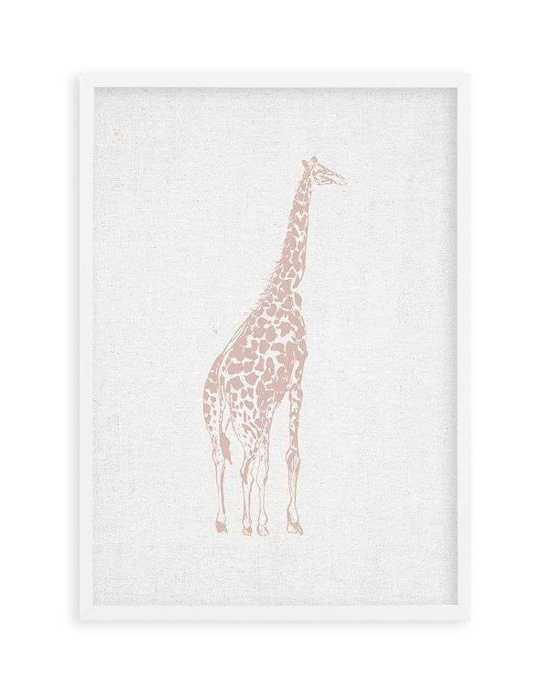 Vintage Giraffe on Linen | Customise Me! Art Print