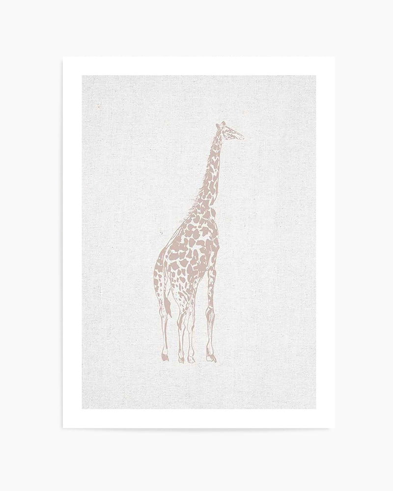 Vintage Giraffe on Linen | Customise Me! Art Print