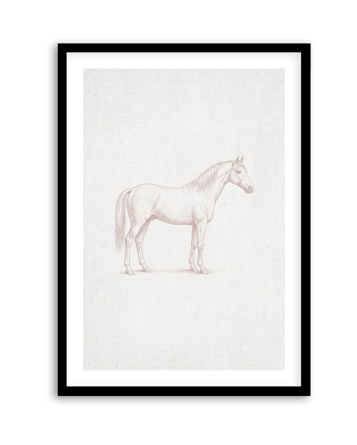 Vintage Horse Farm Animal on Linen | Art Print
