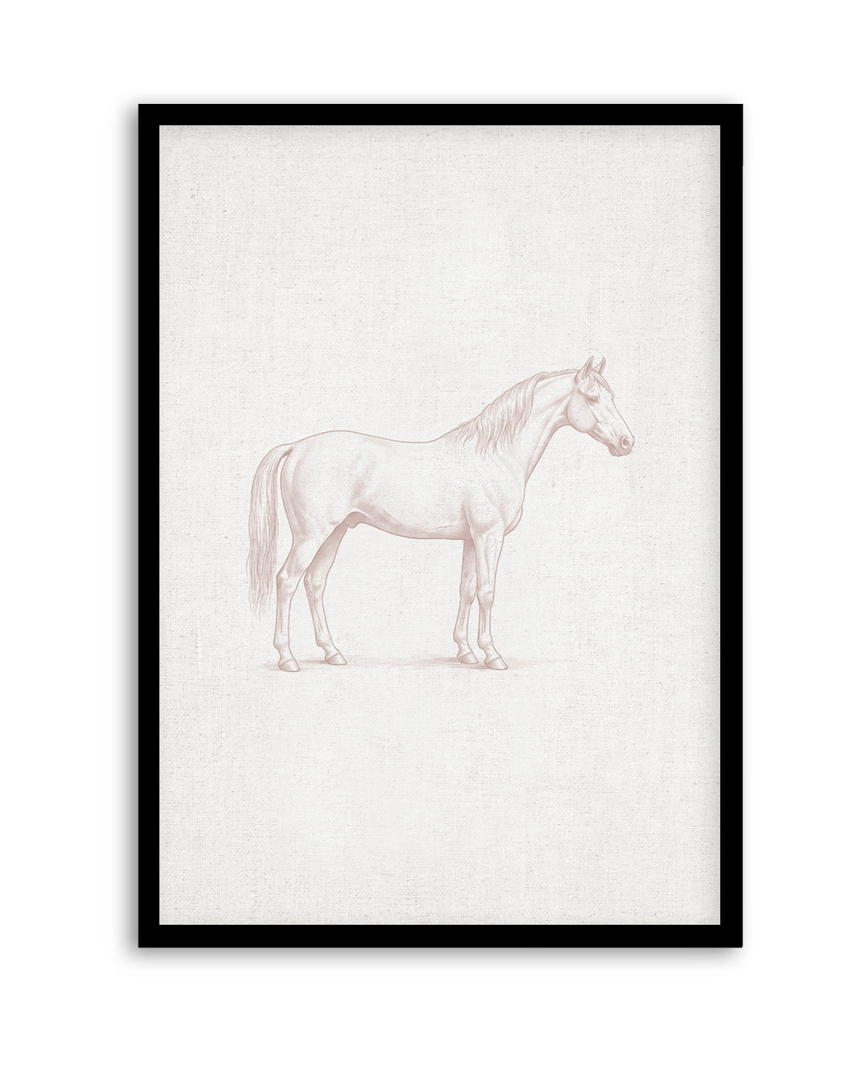 Vintage Horse Farm Animal on Linen | Art Print