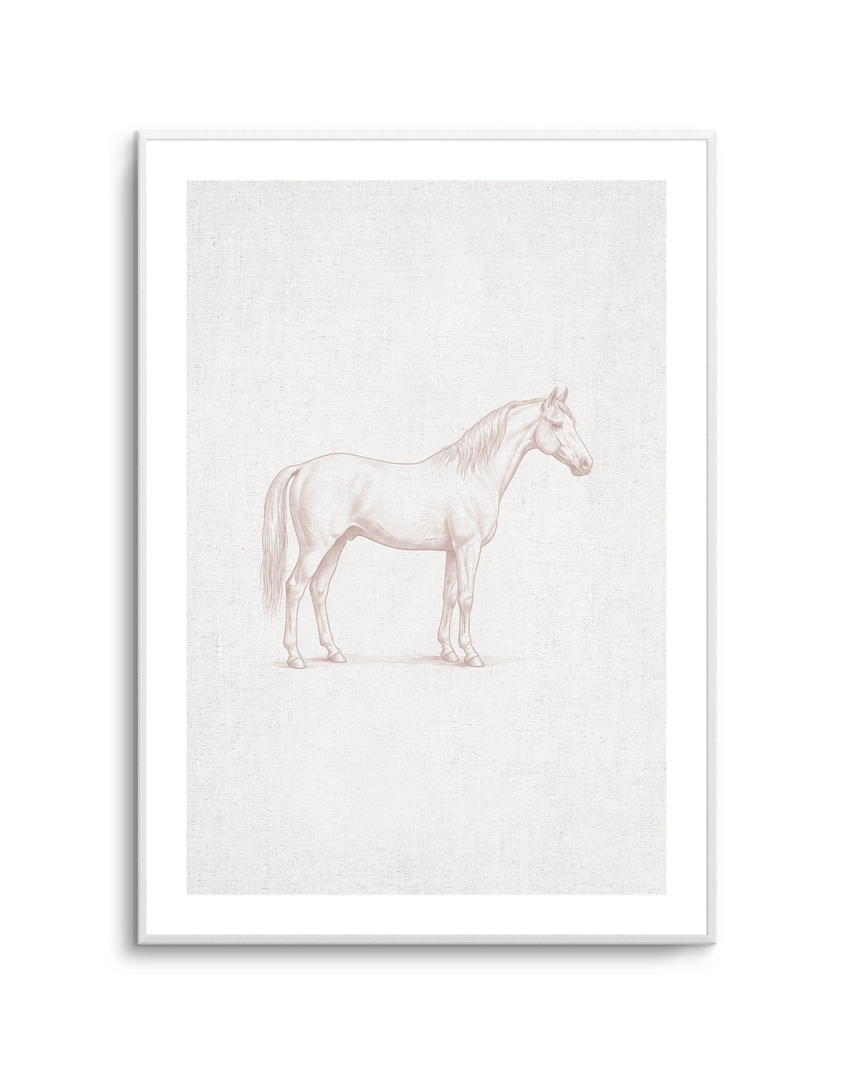 Vintage Horse Farm Animal on Linen | Art Print