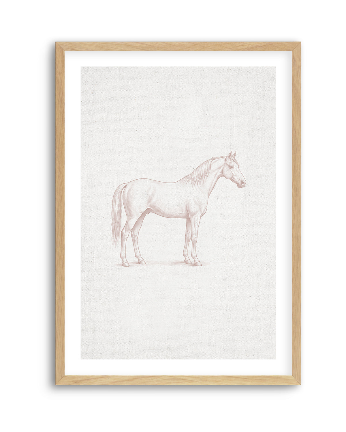 Vintage Horse Farm Animal on Linen | Art Print