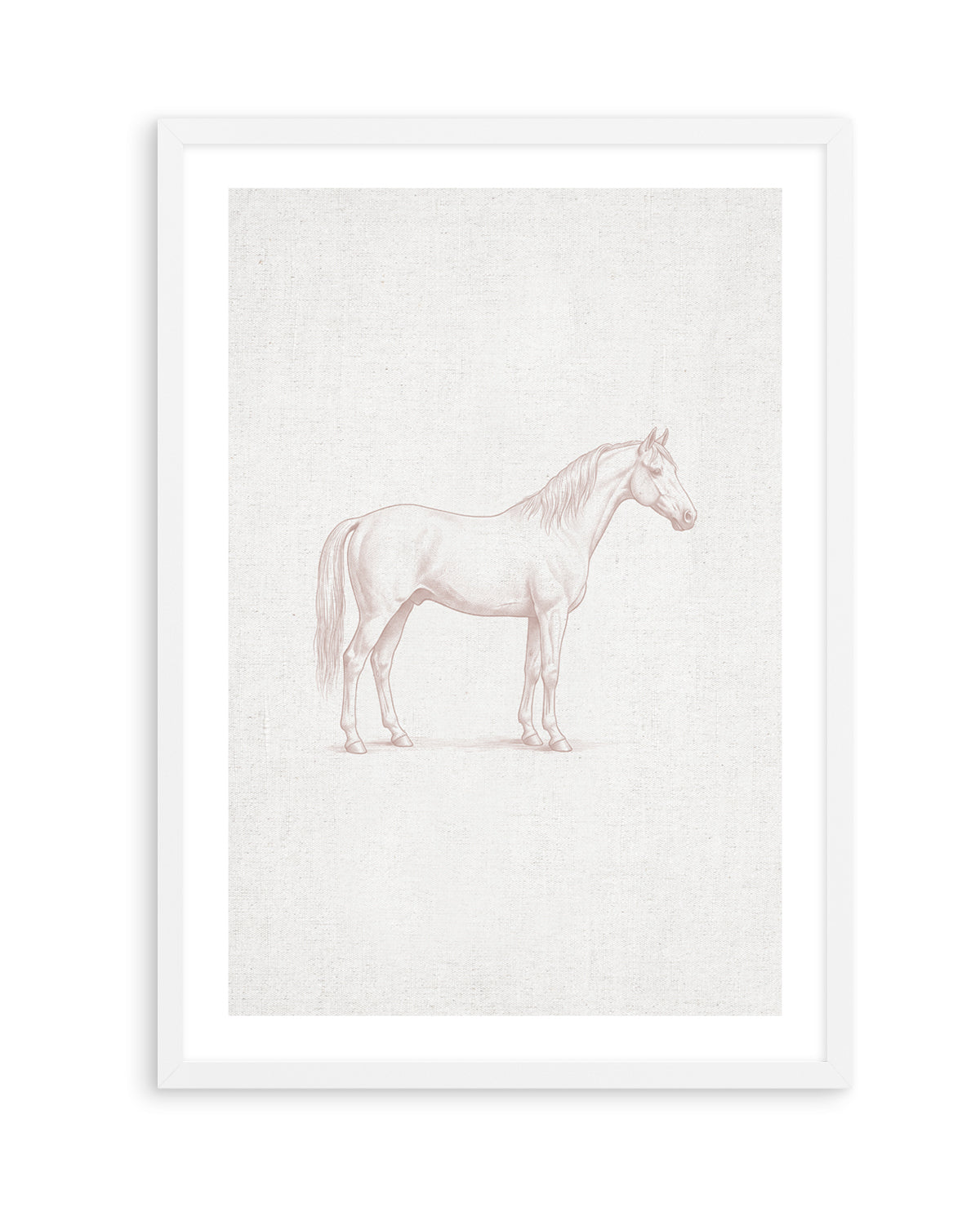 Vintage Horse Farm Animal on Linen | Art Print
