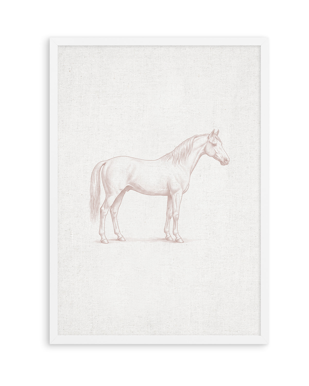 Vintage Horse Farm Animal on Linen | Art Print
