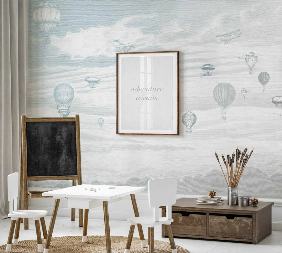 Vintage Hot Air Balloons Wallpaper Mural-Wallpaper-Buy Kids Removable Wallpaper Online Our Custom Made Children√¢‚Ç¨‚Ñ¢s Wallpapers Are A Fun Way To Decorate And Enhance Boys Bedroom Decor And Girls Bedrooms They Are An Amazing Addition To Your Kids Bedroom Walls Our Collection of Kids Wallpaper Is Sure To Transform Your Kids Rooms Interior Style From Pink Wallpaper To Dinosaur Wallpaper Even Marble Wallpapers For Teen Boys Shop Peel And Stick Wallpaper Online Today With Olive et Oriel