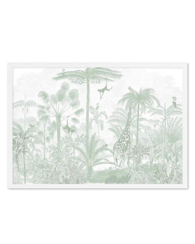 Vintage Jungle In Green Art Print