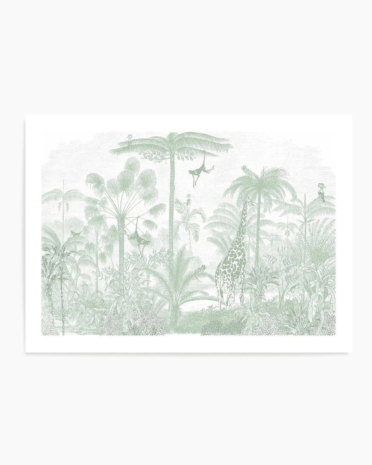 Vintage Jungle In Green Art Print from Olive et Oriel where you can shop wallpaper and artworks online