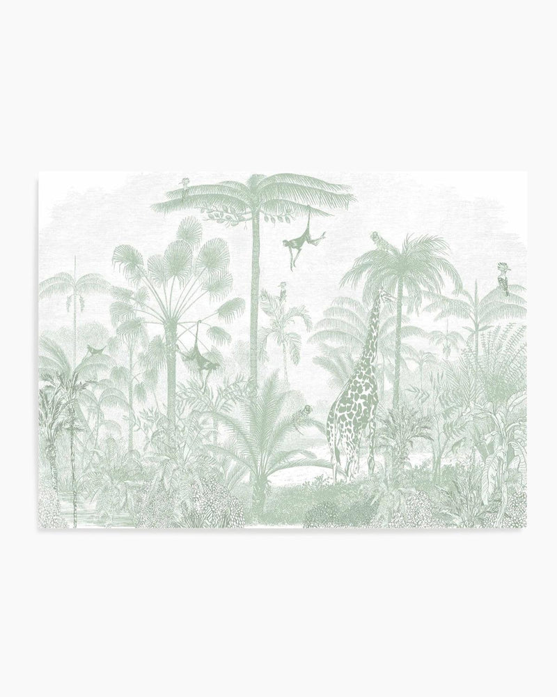 Vintage Jungle In Green Art Print