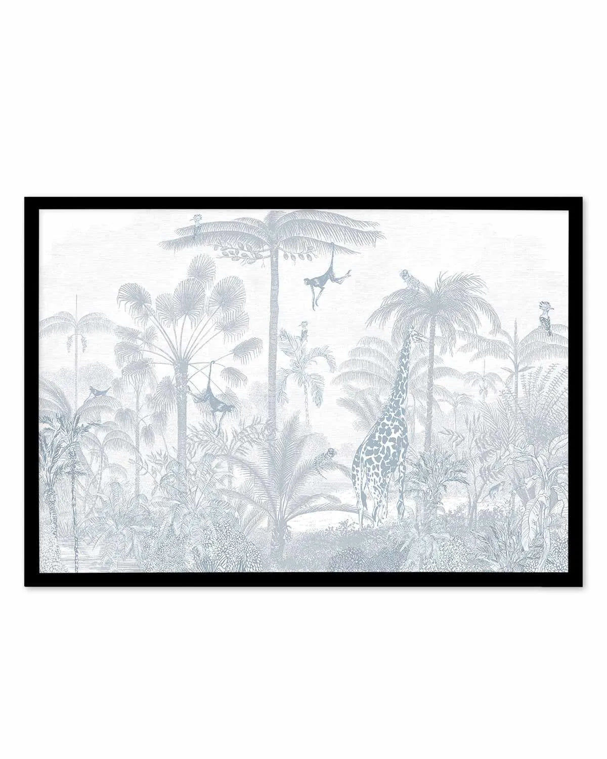 Vintage Jungle in Powder Blue Art Print from Olive et Oriel where you can shop wallpaper and artworks online