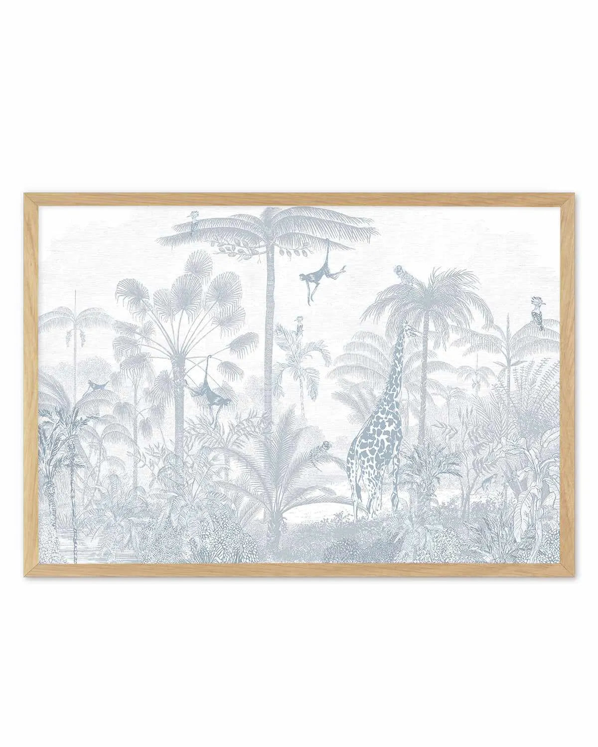 Vintage Jungle in Powder Blue Art Print from Olive et Oriel where you can shop wallpaper and artworks online