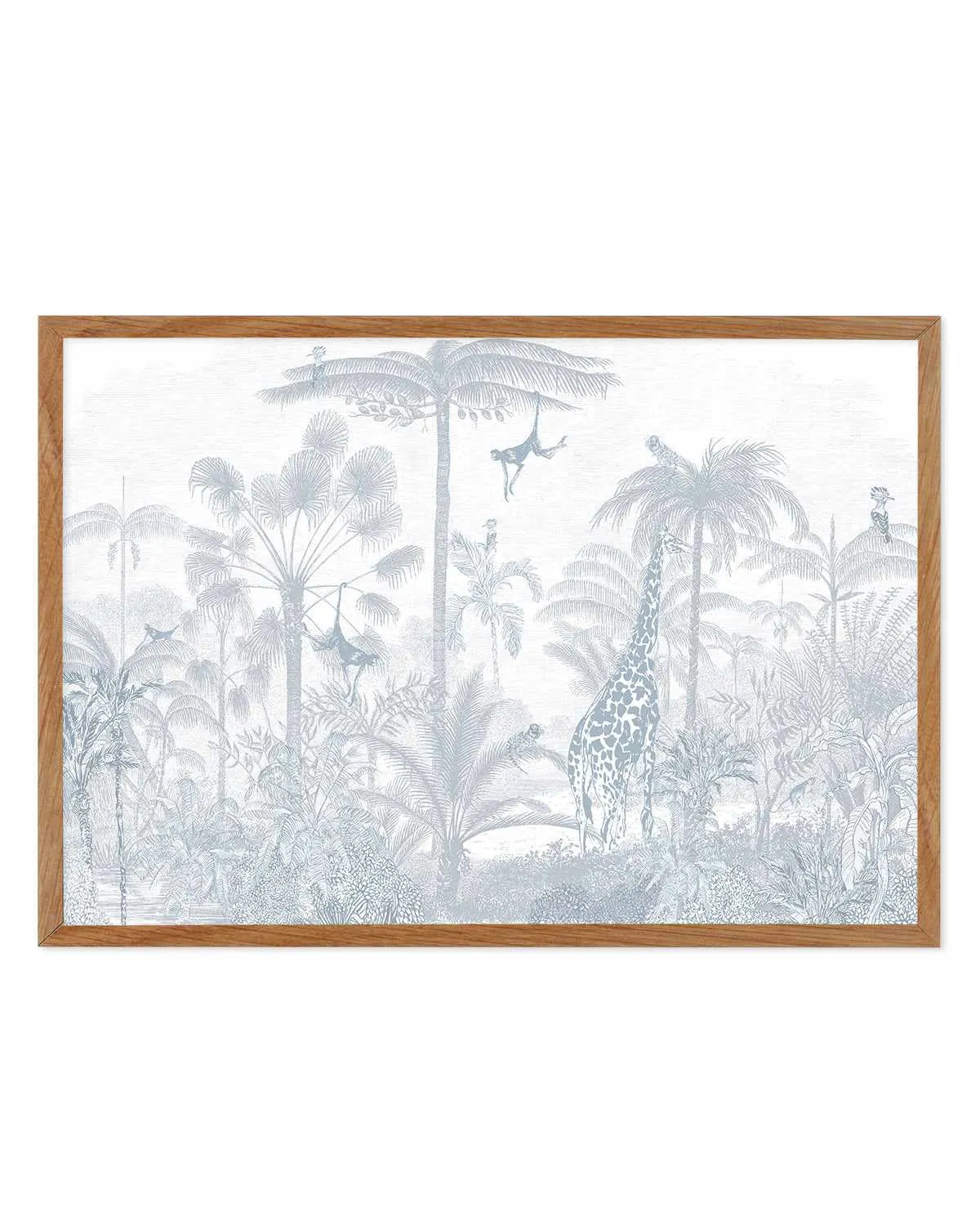 Vintage Jungle in Powder Blue Art Print from Olive et Oriel where you can shop wallpaper and artworks online