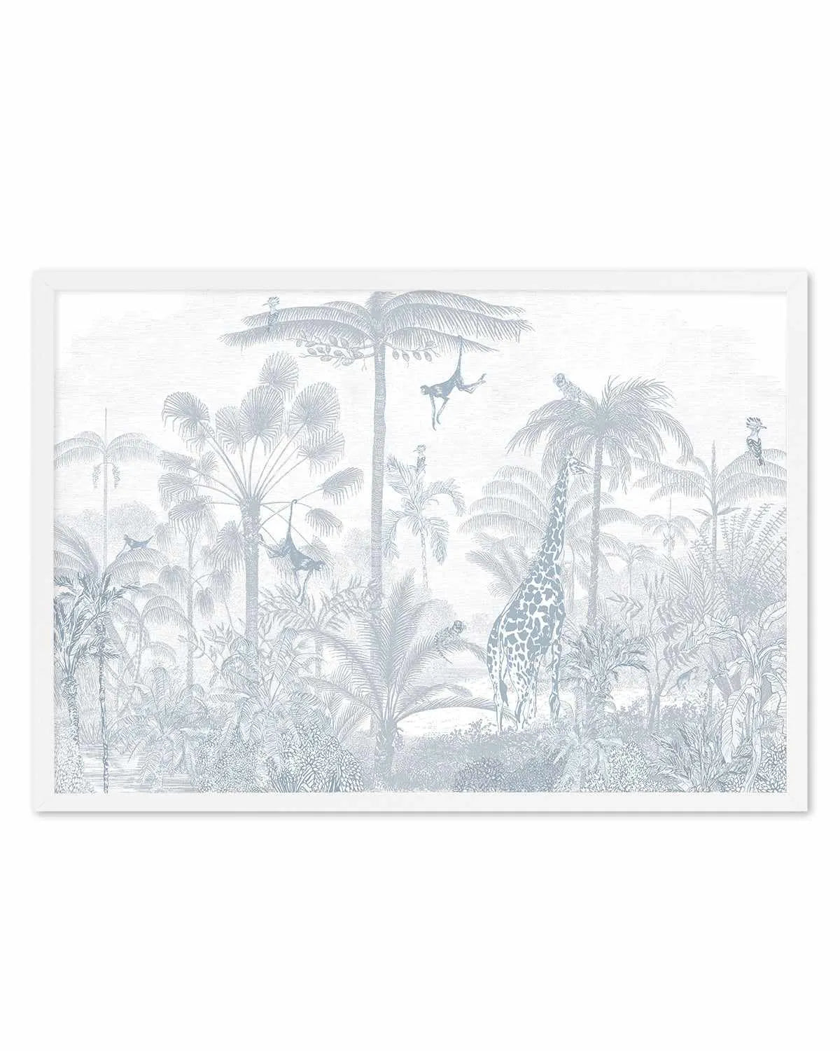 Vintage Jungle in Powder Blue Art Print from Olive et Oriel where you can shop wallpaper and artworks online