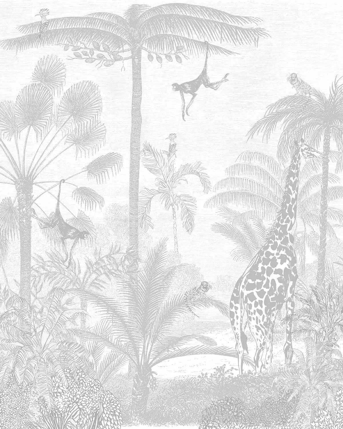 Vintage Jungle in Mist Wallpaper Mural-Wallpaper-Buy Kids Removable Wallpaper Online Our Custom Made Children√¢‚Ç¨‚Ñ¢s Wallpapers Are A Fun Way To Decorate And Enhance Boys Bedroom Decor And Girls Bedrooms They Are An Amazing Addition To Your Kids Bedroom Walls Our Collection of Kids Wallpaper Is Sure To Transform Your Kids Rooms Interior Style From Pink Wallpaper To Dinosaur Wallpaper Even Marble Wallpapers For Teen Boys Shop Peel And Stick Wallpaper Online Today With Olive et Oriel