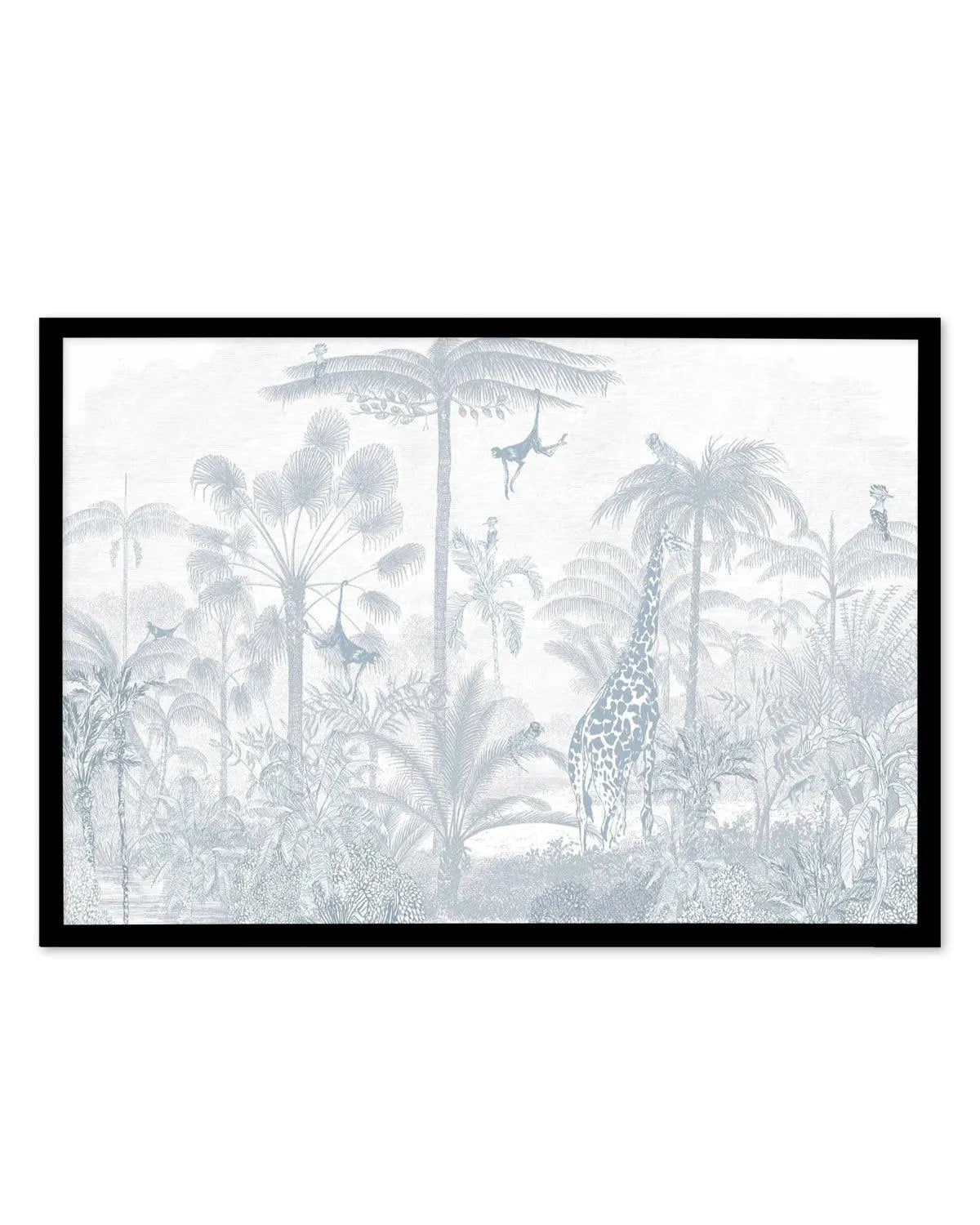 Vintage Jungle in Powder Blue Art Print from Olive et Oriel where you can shop wallpaper and artworks online