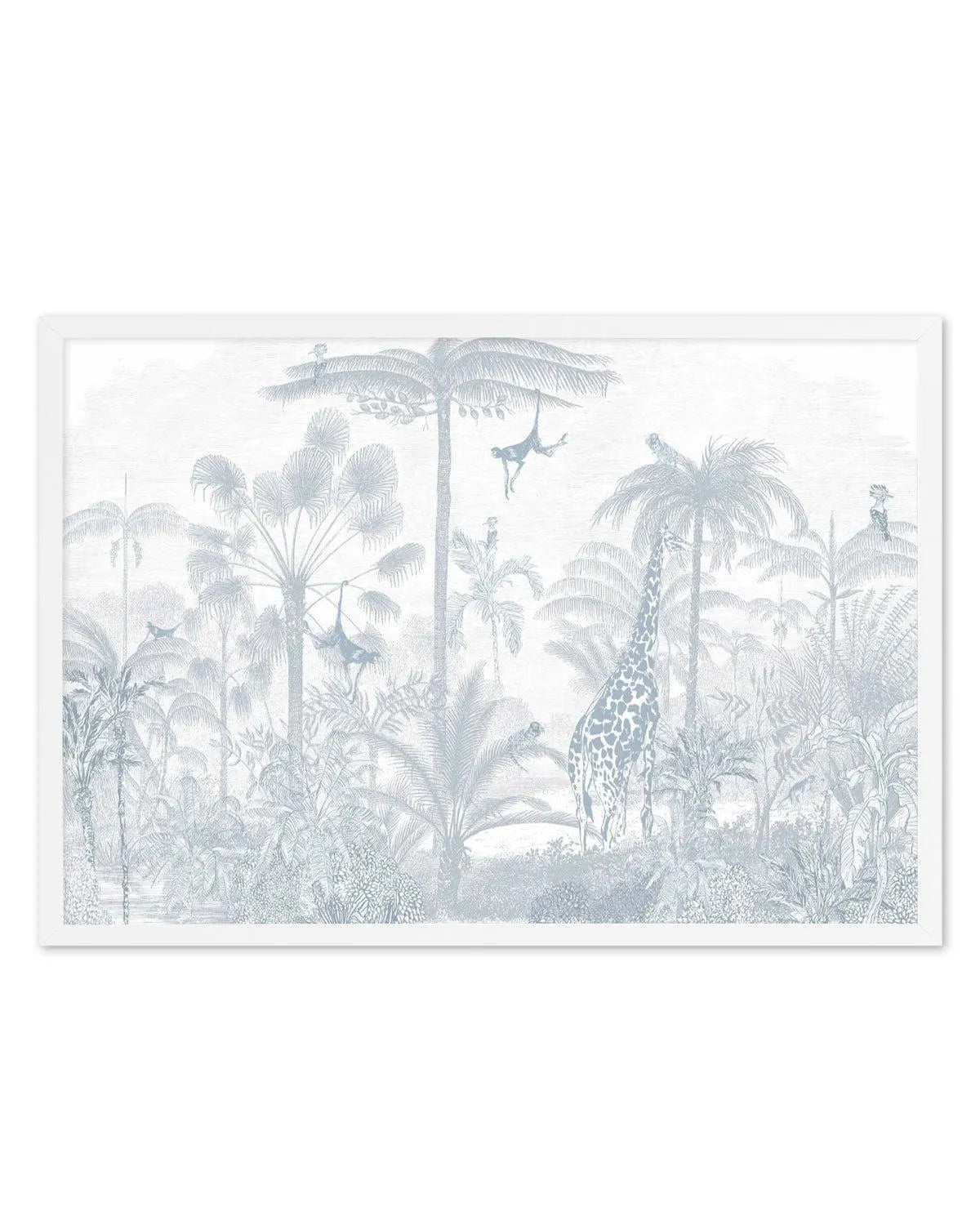 Vintage Jungle in Powder Blue Art Print from Olive et Oriel where you can shop wallpaper and artworks online