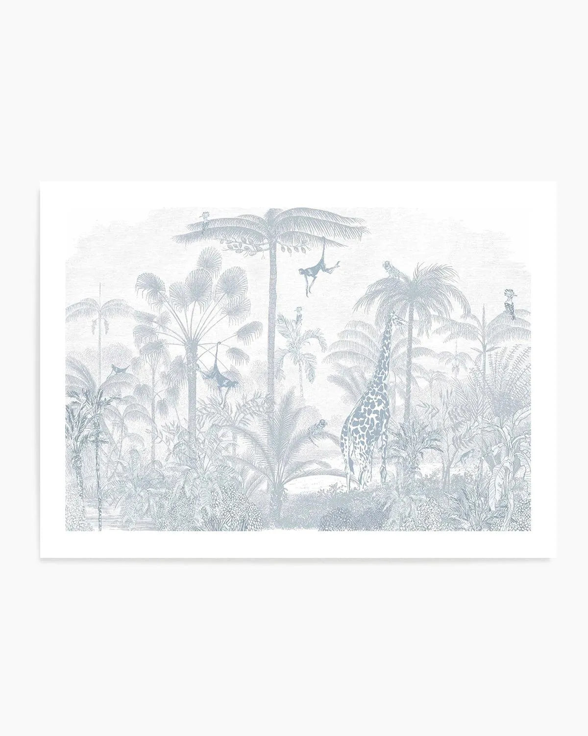 Vintage Jungle in Powder Blue Art Print from Olive et Oriel where you can shop wallpaper and artworks online