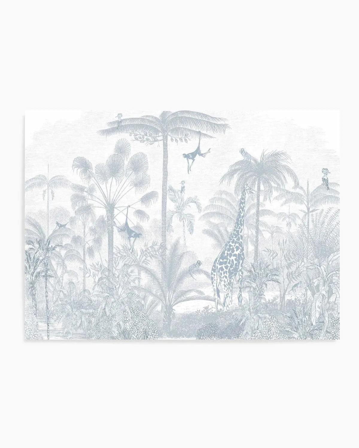 Vintage Jungle in Powder Blue Art Print from Olive et Oriel where you can shop wallpaper and artworks online